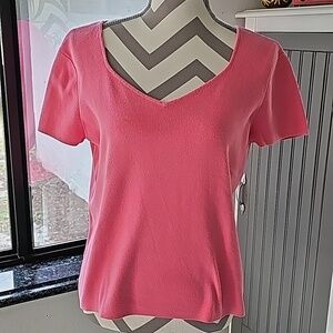Ladies Talbots pink short sleeve sweater size large